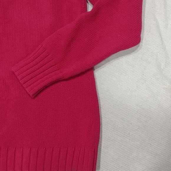 TALBOTS FUCHSIA HOT PINK SPLIT COLLAR BUCKLE DETAIL PULLOVER WOMEN'S SIZE M - Picture 3 of 9